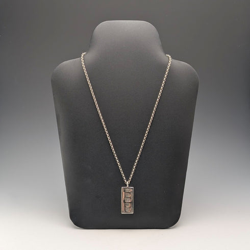 1977 British pure silver Jubilee ingot pendant 31g with pure silver necklace BJK